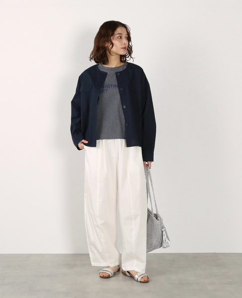 【綿麻クルーシャツジャケット】 詳細画像 ダークネイビー 13