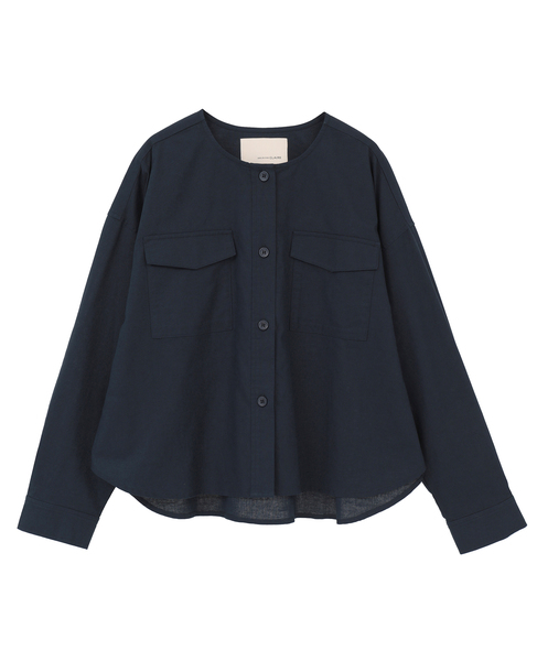 【綿麻クルーシャツジャケット】 詳細画像 ダークネイビー 14