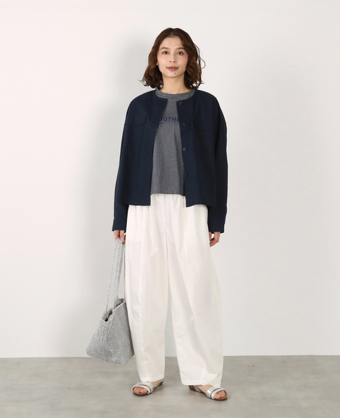 【綿麻クルーシャツジャケット】 詳細画像 ダークネイビー 2