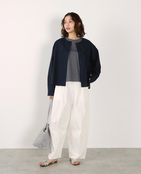【綿麻クルーシャツジャケット】 詳細画像 ダークネイビー 3