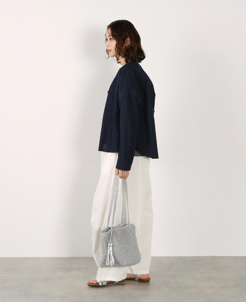 【綿麻クルーシャツジャケット】 詳細画像 ダークネイビー 5