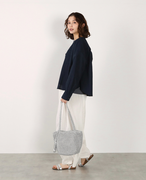 【綿麻クルーシャツジャケット】 詳細画像 ダークネイビー 6