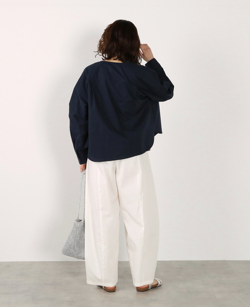 【綿麻クルーシャツジャケット】 詳細画像 ダークネイビー 7