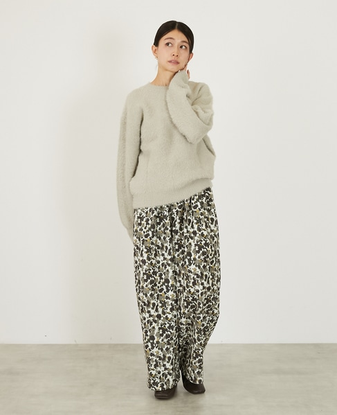 【ツイルベロアプリントイージーパンツ】 詳細画像 ライトベージュ 8