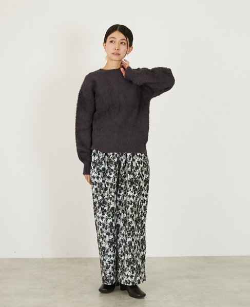 【ツイルベロアプリントイージーパンツ】 詳細画像 グレー 2