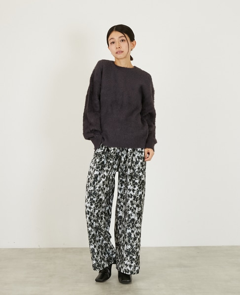 【ツイルベロアプリントイージーパンツ】 詳細画像 グレー 3