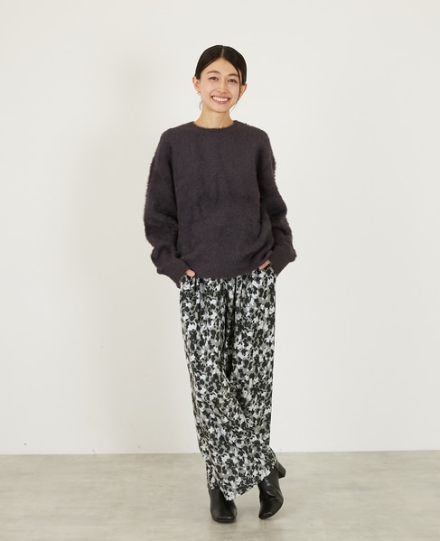 【ツイルベロアプリントイージーパンツ】 詳細画像 グレー 9