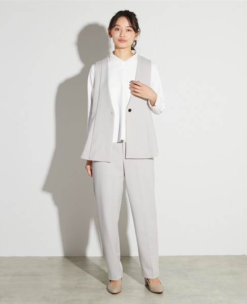 【noir】ダブルクロステーパードパンツ（一部WEB限定サイズ）（セットアップ可） 詳細画像 ライトグレー 2