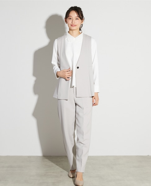 【noir】ダブルクロステーパードパンツ（一部WEB限定サイズ）（セットアップ可） 詳細画像 ライトグレー 3