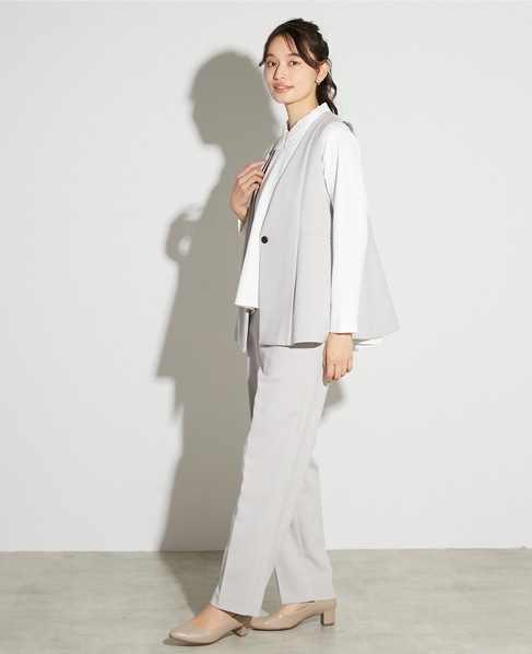 【noir】ダブルクロステーパードパンツ（一部WEB限定サイズ）（セットアップ可） 詳細画像 ライトグレー 4