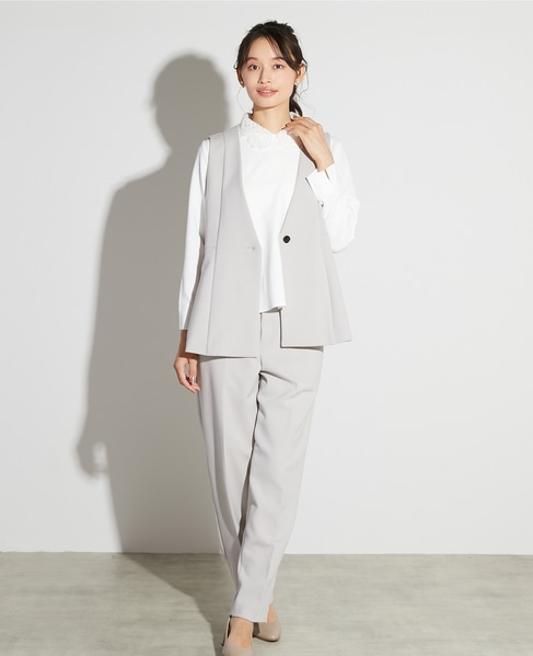 【noir】ダブルクロステーパードパンツ（一部WEB限定サイズ）（セットアップ可） 詳細画像 ライトグレー 8