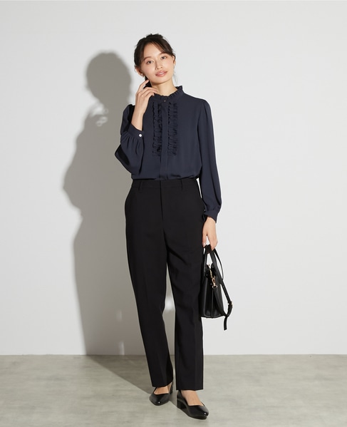 【noir】ダブルクロステーパードパンツ（一部WEB限定サイズ）（セットアップ可） 詳細画像 ブラック 8