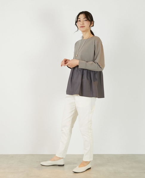 《定番》ストレッチスリムテーパードパンツ 詳細画像 アイボリー 3