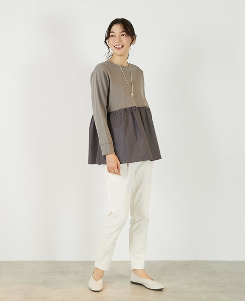 《定番》ストレッチスリムテーパードパンツ 詳細画像 アイボリー 7