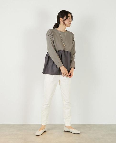 《定番》ストレッチスリムテーパードパンツ 詳細画像 アイボリー 8