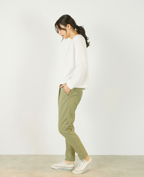 《定番》ストレッチスリムテーパードパンツ 詳細画像 カーキ 4