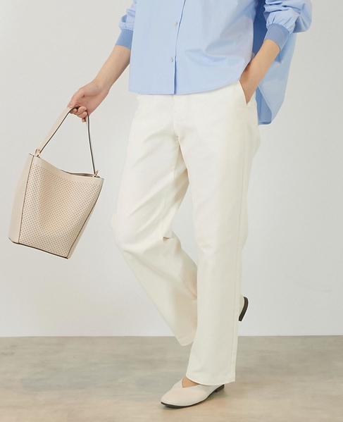 《定番》TCツイルストレッチストレートパンツ（一部WEB限定サイズ） 詳細画像 アイボリー 1