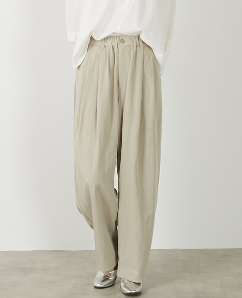 【レーヨンナイロンポプリンタックカーブパンツ】 詳細画像 ベージュ 1