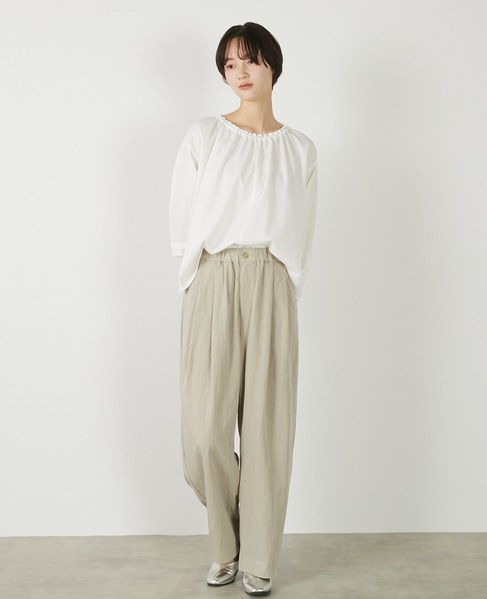 【レーヨンナイロンポプリンタックカーブパンツ】 詳細画像 ベージュ 2