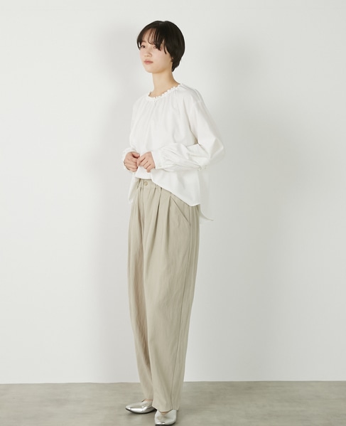 【レーヨンナイロンポプリンタックカーブパンツ】 詳細画像 ベージュ 4