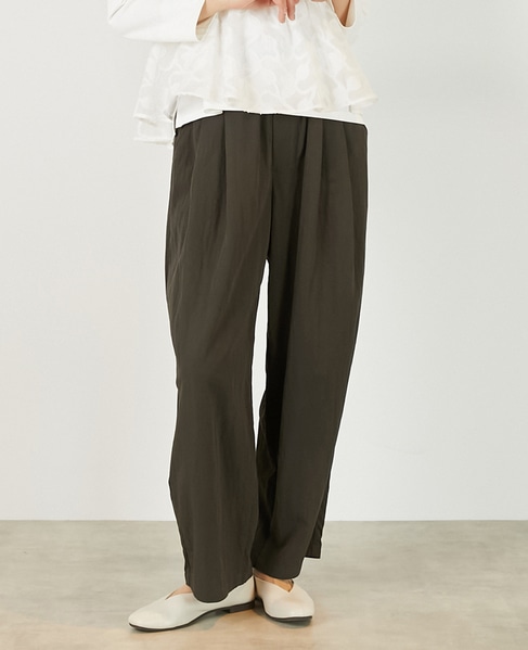 【レーヨンナイロンポプリンタックカーブパンツ】 詳細画像 チャコールグレー 1