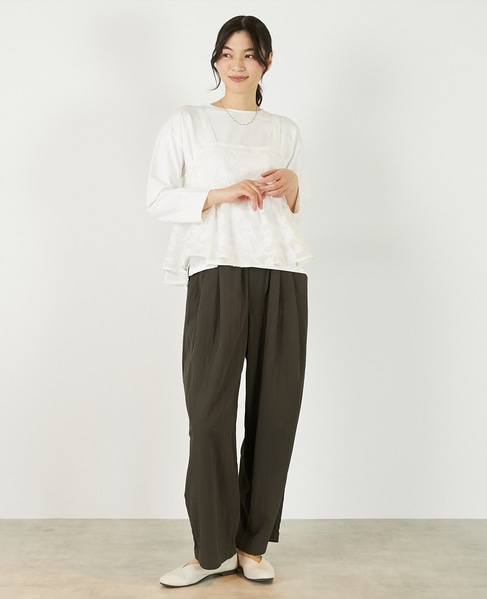 【レーヨンナイロンポプリンタックカーブパンツ】 詳細画像 チャコールグレー 2