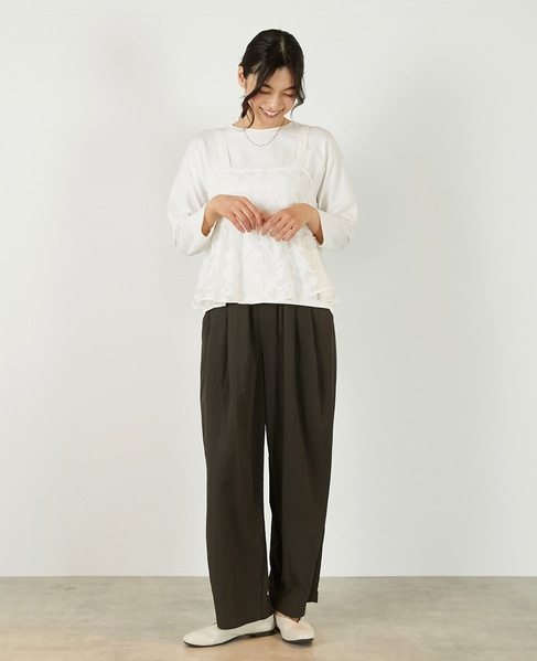 【レーヨンナイロンポプリンタックカーブパンツ】 詳細画像 チャコールグレー 3