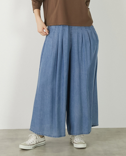 【パウダーデニムタックワイドパンツ】