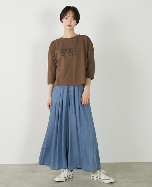 【パウダーデニムタックワイドパンツ】 詳細画像 サックスブルー 11