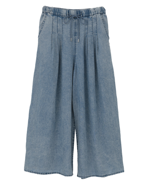 【パウダーデニムタックワイドパンツ】 詳細画像 サックスブルー 12