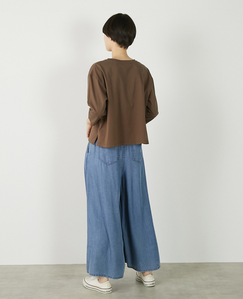 【パウダーデニムタックワイドパンツ】 詳細画像 サックスブルー 7