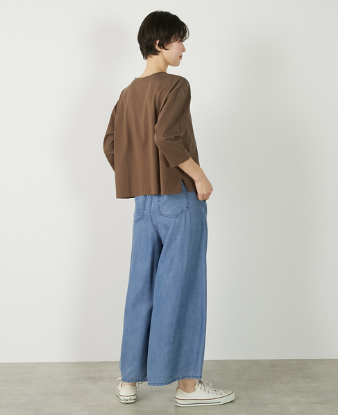 【パウダーデニムタックワイドパンツ】 詳細画像 サックスブルー 8