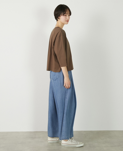 【パウダーデニムタックワイドパンツ】 詳細画像 サックスブルー 9