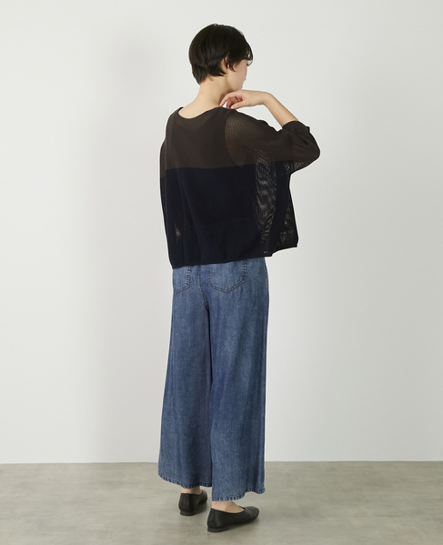 【パウダーデニムタックワイドパンツ】 詳細画像 インディゴブルー 6