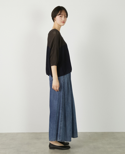 【パウダーデニムタックワイドパンツ】 詳細画像 インディゴブルー 7