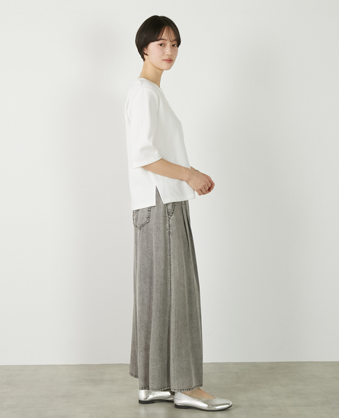 【パウダーデニムタックワイドパンツ】 詳細画像 グレー 10