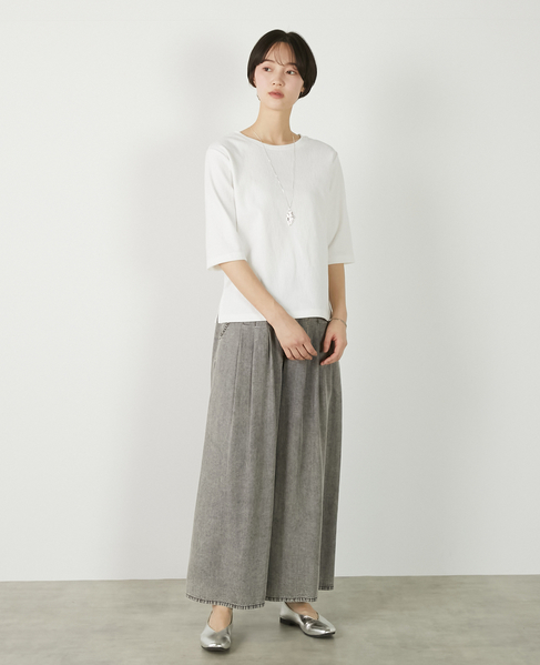 【パウダーデニムタックワイドパンツ】 詳細画像 グレー 11