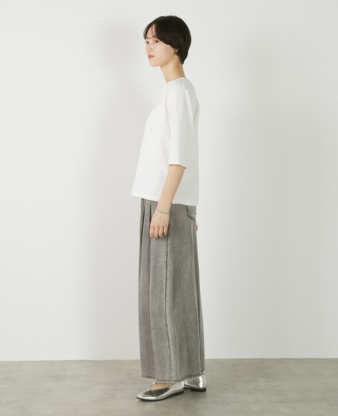 【パウダーデニムタックワイドパンツ】 詳細画像 グレー 5