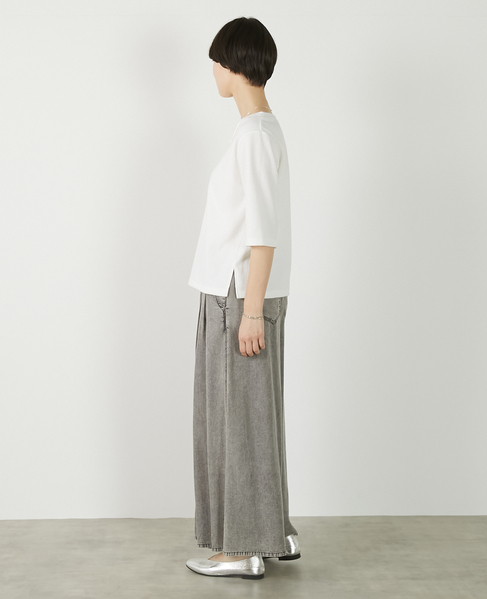 【パウダーデニムタックワイドパンツ】 詳細画像 グレー 6