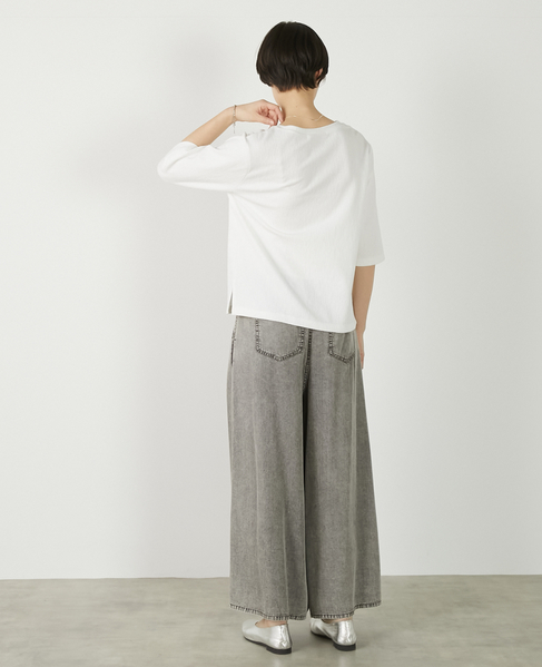 【パウダーデニムタックワイドパンツ】 詳細画像 グレー 7