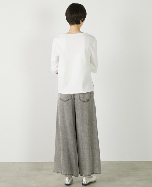 【パウダーデニムタックワイドパンツ】 詳細画像 グレー 8