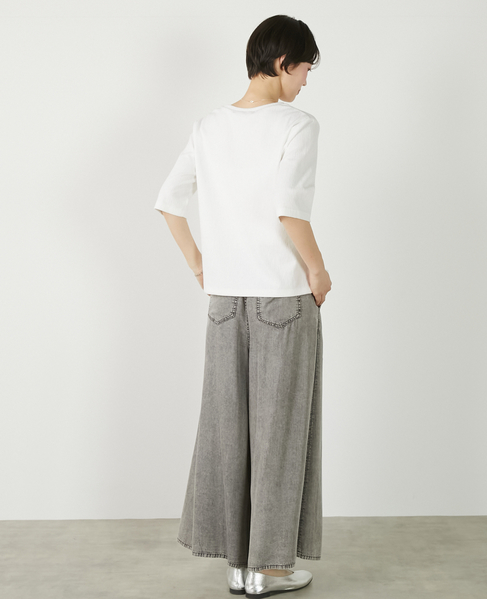 【パウダーデニムタックワイドパンツ】 詳細画像 グレー 9