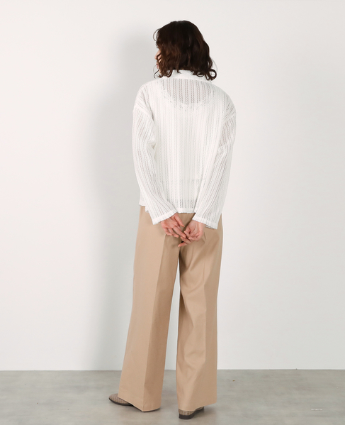 【リネンレーヨンワイドストレートパンツ】 詳細画像 ベージュ 6