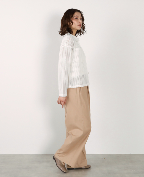 【リネンレーヨンワイドストレートパンツ】 詳細画像 ベージュ 8