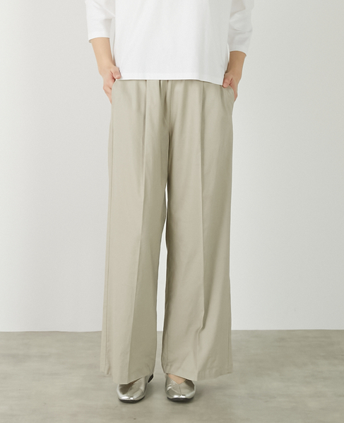 【リネンレーヨンワイドストレートパンツ】 詳細画像 セージグリーン 1