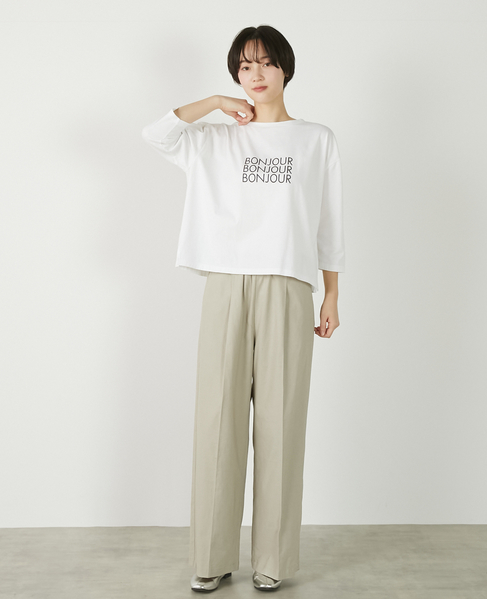 【リネンレーヨンワイドストレートパンツ】 詳細画像 セージグリーン 10