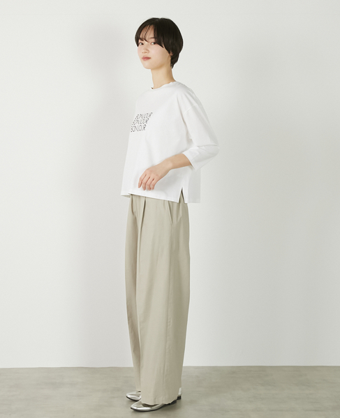 【リネンレーヨンワイドストレートパンツ】 詳細画像 セージグリーン 4