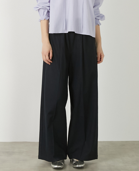 【リネンレーヨンワイドストレートパンツ】 詳細画像 ダークネイビー 1