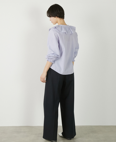 【リネンレーヨンワイドストレートパンツ】 詳細画像 ダークネイビー 6