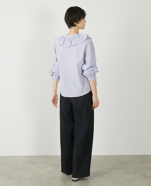 【リネンレーヨンワイドストレートパンツ】 詳細画像 ダークネイビー 8